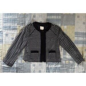 J.Crew Navy Gray Striped Long Sleeve Zip Front Women's Jacket Blazer Sz 6